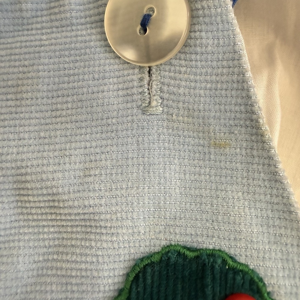 Vtg Country Farm Corduroy Overalls Boys 3 Blue Jon Jon Barn Apple 1980's Set - Picture 5 of 11